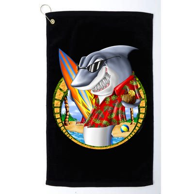 Summertime Beach Shark Surfing Golf Towel