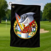Summertime Beach Shark Surfing Golf Towel