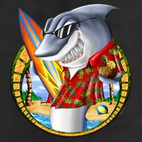 Summertime Beach Shark Surfing Golf Towel