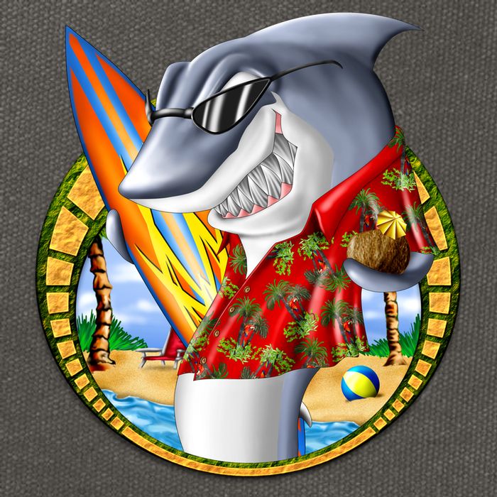 Summertime Beach Shark Surfing Cotton Canvas Backpack