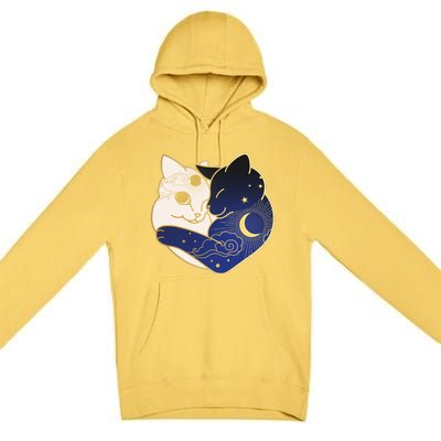 Sun and Moon Yin and Yang Cats Premium Pullover Hoodie