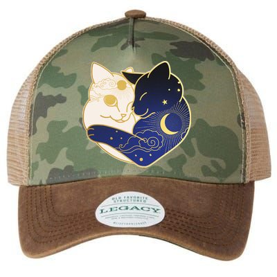 Sun and Moon Yin and Yang Cats Legacy Tie Dye Trucker Hat
