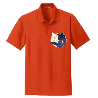 Sun and Moon Yin and Yang Cats Dry Zone Grid Polo