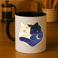 Sun and Moon Yin and Yang Cats Mug