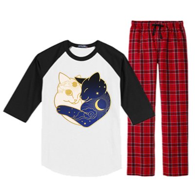 Sun and Moon Yin and Yang Cats Raglan Sleeve Pajama Set