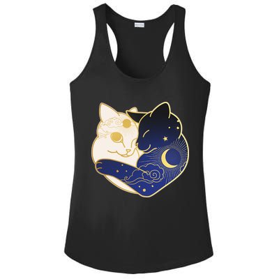 Sun and Moon Yin and Yang Cats Ladies PosiCharge Competitor Racerback Tank
