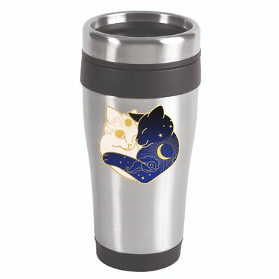 Sun and Moon Yin and Yang Cats 16oz Travel Tumbler