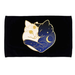 Sun and Moon Yin and Yang Cats Microfiber Hand Towel