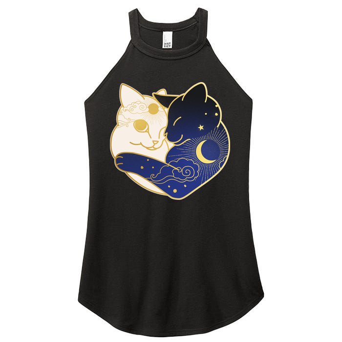 Sun and Moon Yin and Yang Cats Women's Perfect Tri Rocker Tank