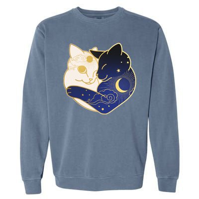 Sun and Moon Yin and Yang Cats Garment-Dyed Sweatshirt