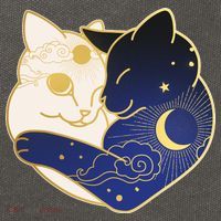 Sun and Moon Yin and Yang Cats Cotton Canvas Backpack