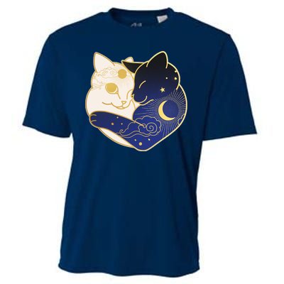 Sun and Moon Yin and Yang Cats Cooling Performance Crew T-Shirt