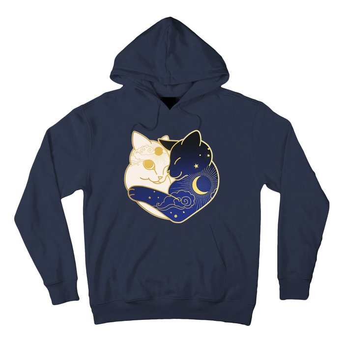 Sun and Moon Yin and Yang Cats Hoodie