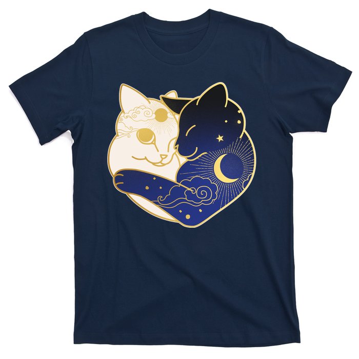 Sun and Moon Yin and Yang Cats T-Shirt