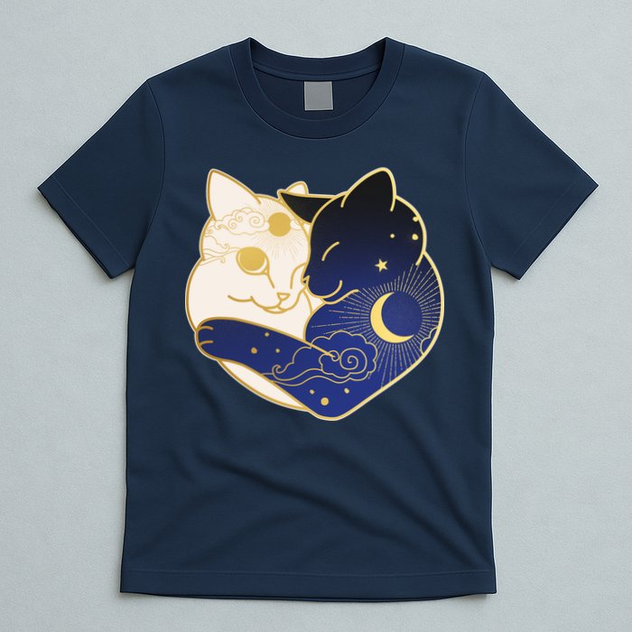 Sun and Moon Yin and Yang Cats T-Shirt