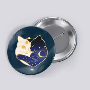 Sun and Moon Yin and Yang Cats Button