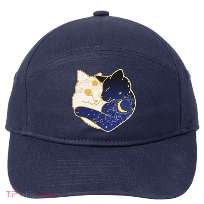 Sun and Moon Yin and Yang Cats 7-Panel Snapback Hat