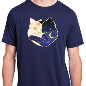 Sun and Moon Yin and Yang Cats Adult ChromaSoft Performance T-Shirt