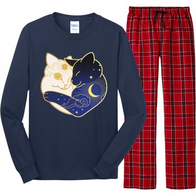 Sun and Moon Yin and Yang Cats Long Sleeve Pajama Set