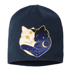 Sun and Moon Yin and Yang Cats Sustainable Beanie