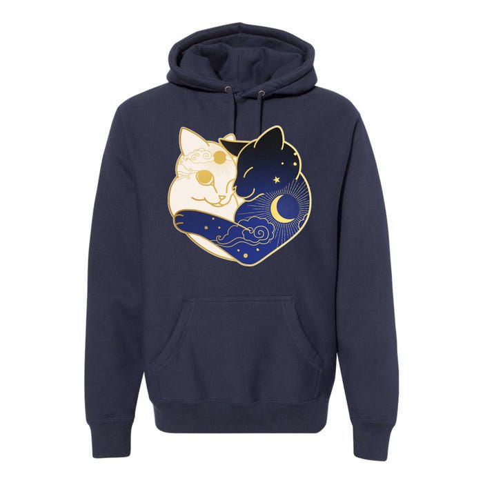 Sun and Moon Yin and Yang Cats Premium Hoodie