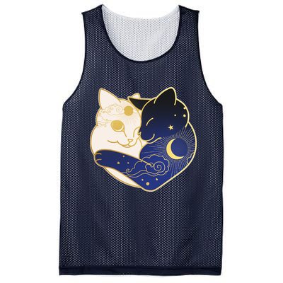Sun and Moon Yin and Yang Cats Mesh Reversible Basketball Jersey Tank