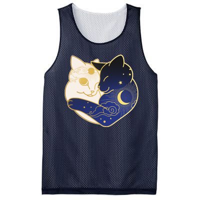 Sun and Moon Yin and Yang Cats Mesh Reversible Basketball Jersey Tank