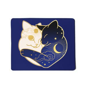 Sun and Moon Yin and Yang Cats Mousepad