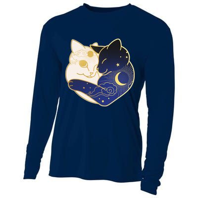 Sun and Moon Yin and Yang Cats Cooling Performance Long Sleeve Crew