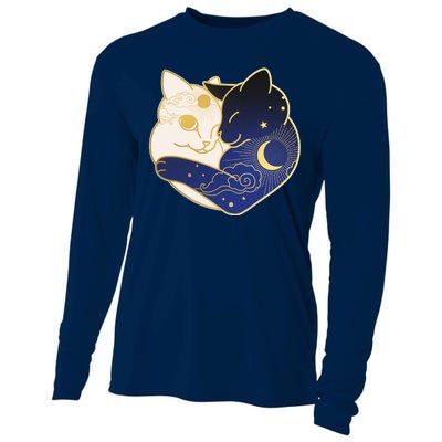 Sun and Moon Yin and Yang Cats Cooling Performance Long Sleeve Crew