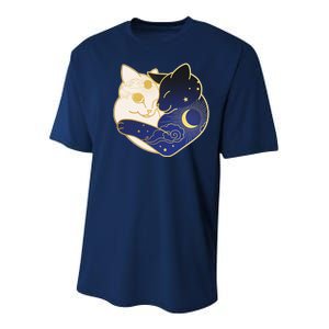 Sun and Moon Yin and Yang Cats Youth Performance Sprint T-Shirt