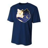 Sun and Moon Yin and Yang Cats Youth Performance Sprint T-Shirt
