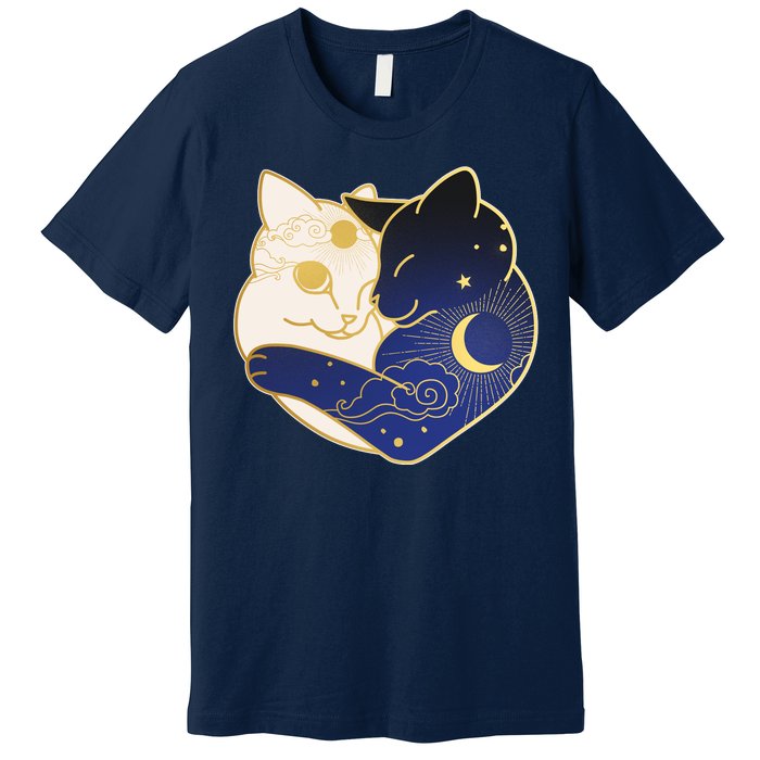 Sun and Moon Yin and Yang Cats Premium T-Shirt