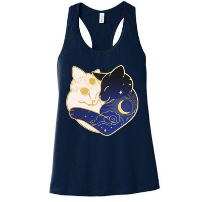 Sun and Moon Yin and Yang Cats Womens Tank Top