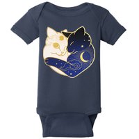 Sun and Moon Yin and Yang Cats Baby Bodysuit