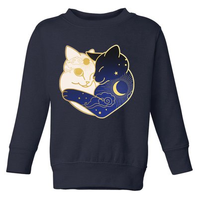 Sun and Moon Yin and Yang Cats Toddler Sweatshirt