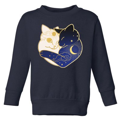 Sun and Moon Yin and Yang Cats Toddler Sweatshirt