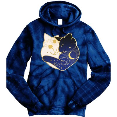 Sun and Moon Yin and Yang Cats Tie Dye Hoodie