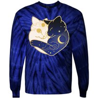 Sun and Moon Yin and Yang Cats Tie-Dye Long Sleeve Shirt