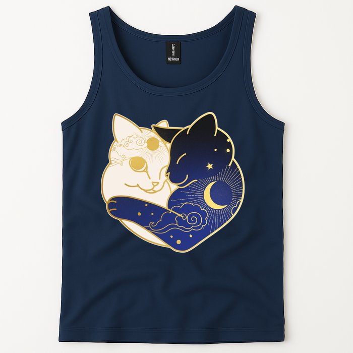 Sun and Moon Yin and Yang Cats Tank Top