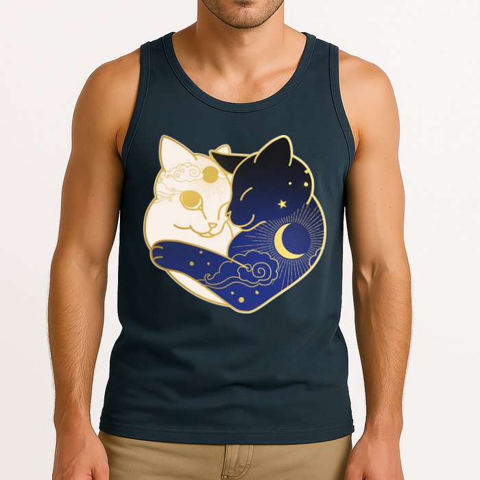 Sun and Moon Yin and Yang Cats Tank Top