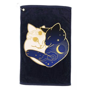 Sun and Moon Yin and Yang Cats Platinum Collection Golf Towel