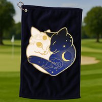 Sun and Moon Yin and Yang Cats Golf Towel