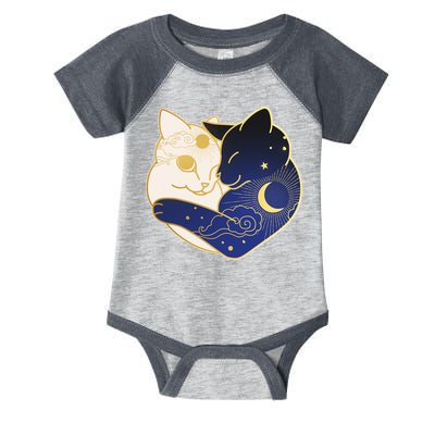 Sun and Moon Yin and Yang Cats Infant Baby Jersey Bodysuit