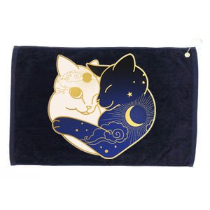 Sun and Moon Yin and Yang Cats Grommeted Golf Towel