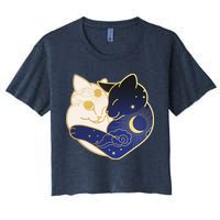 Sun and Moon Yin and Yang Cats Crop Top