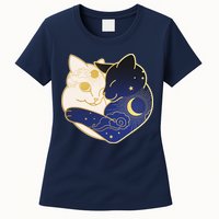 Sun and Moon Yin and Yang Cats Womens T-Shirt