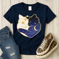 Sun and Moon Yin and Yang Cats Womens T-Shirt
