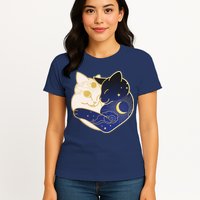Sun and Moon Yin and Yang Cats Womens T-Shirt