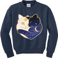 Sun and Moon Yin and Yang Cats Kids Sweatshirt